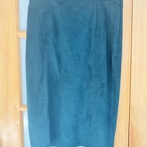 T Tahari Teal faux Suede Pencil Skirt